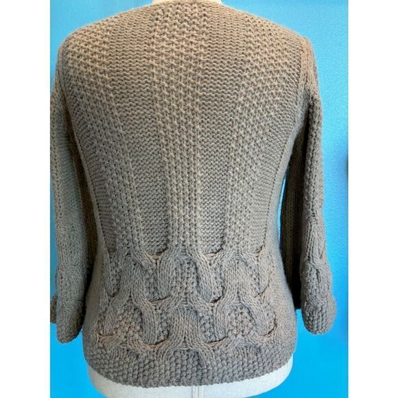 Made in ITALY Silvia Novelli NOBA Cardigan Sweater Alpaca Wool Blend L Taupe - Picture 3 of 6